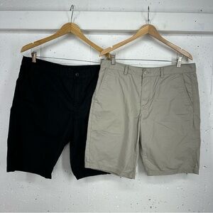 Lot of 2 John Varvatos Men’s size 36 Black & Khaki Flat Front Chino Shorts
